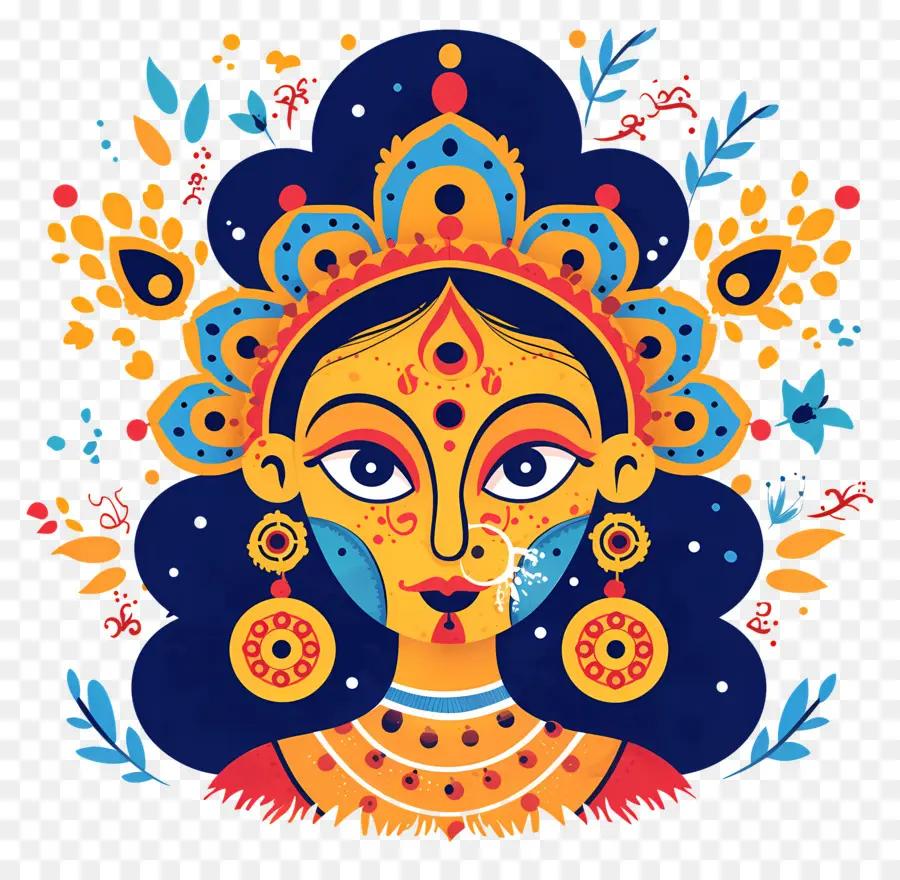 Dussehra，Illustration Colorée De La Déesse PNG