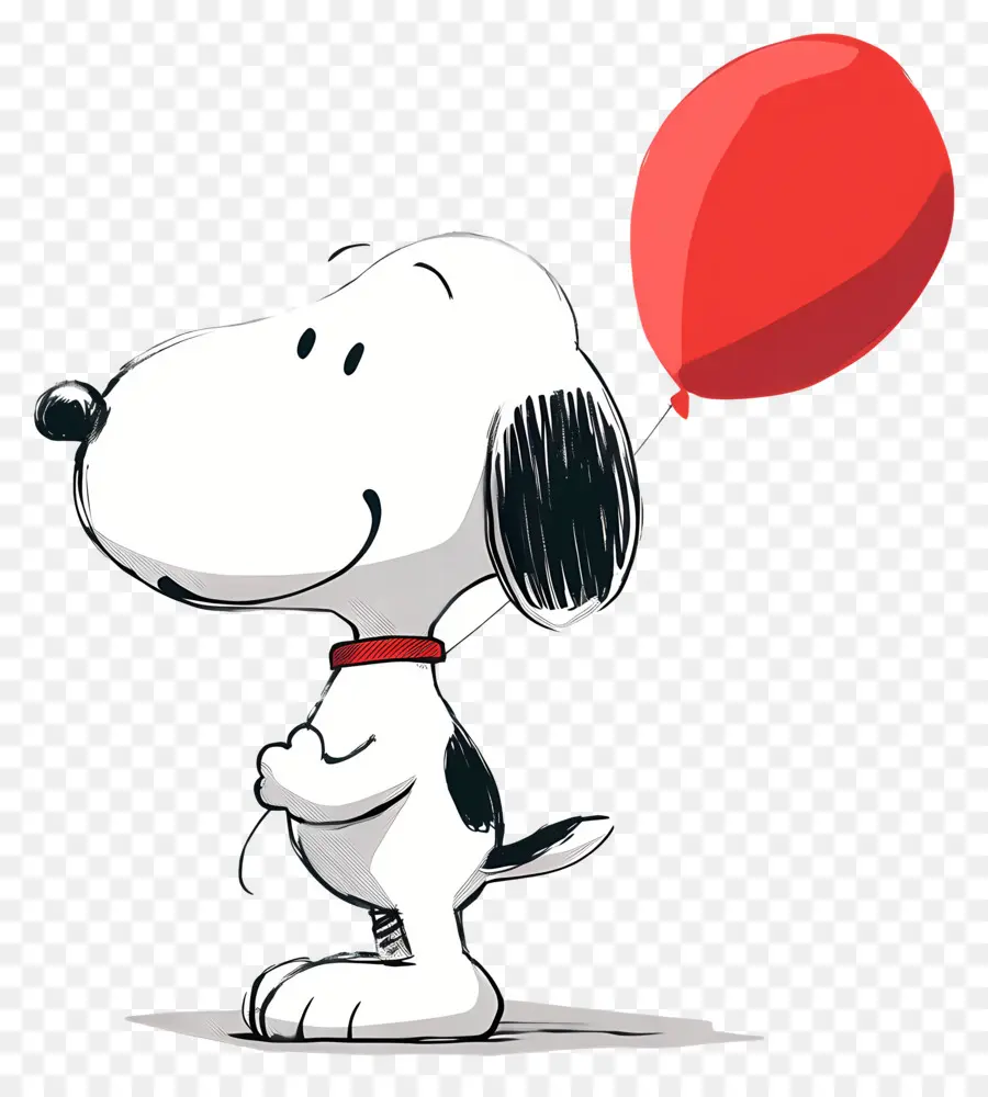 Snoopy Tenant Un Ballon，Chien De Dessin Animé Avec Ballon PNG