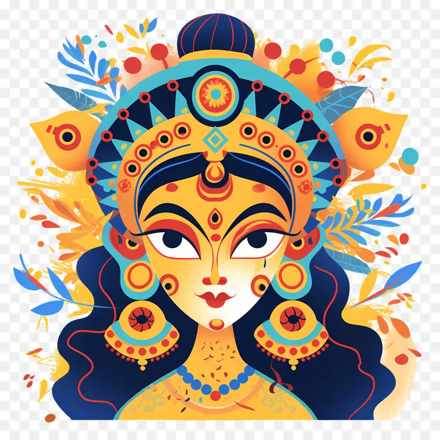 Dussehra，Illustration Colorée De La Déesse PNG