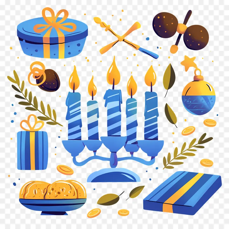 Joyeux Hanoukka，Menorah Avec Bougies PNG