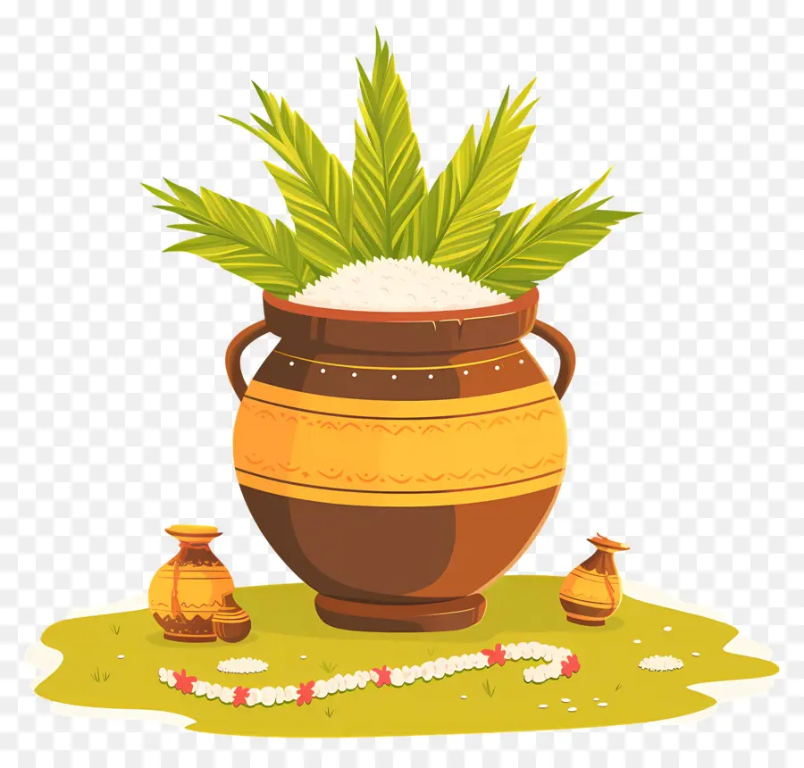 Pot Pongal，Pot Décoratif Avec Du Riz PNG