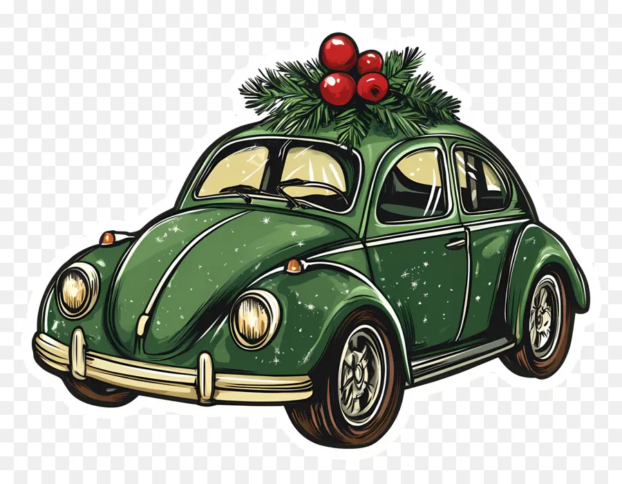 Voiture De Noël，Voiture Verte PNG