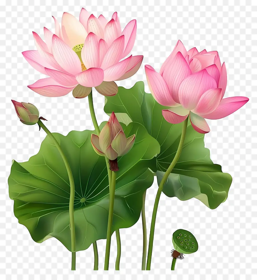 Fleurs De Lotus，Feuilles PNG