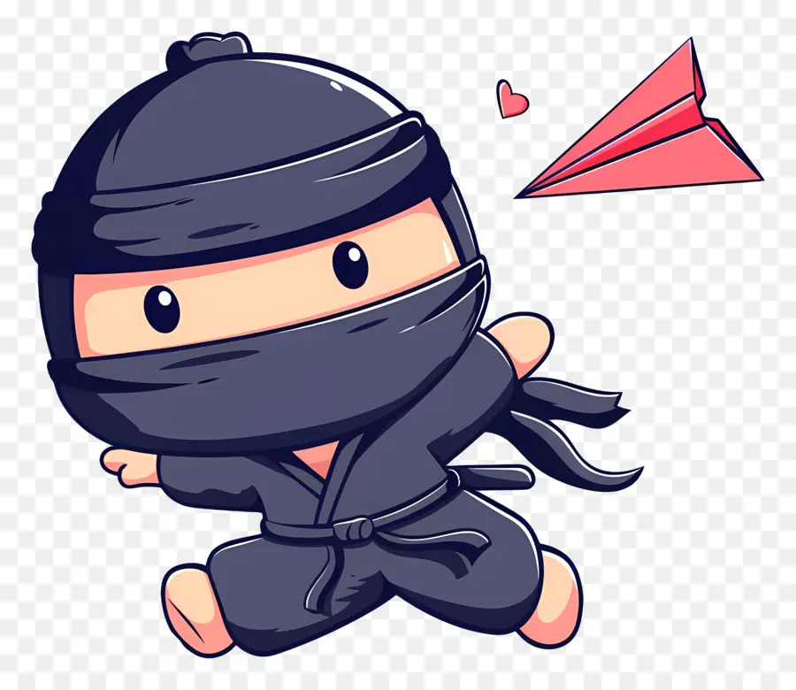 Journée Ninja，Ninja Mignon Avec Avion En Papier PNG