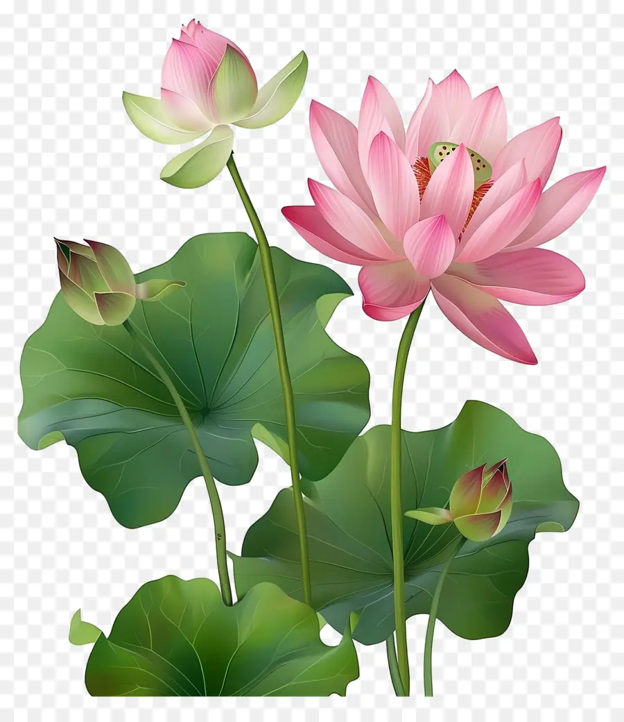 Fleurs De Lotus，Feuilles PNG