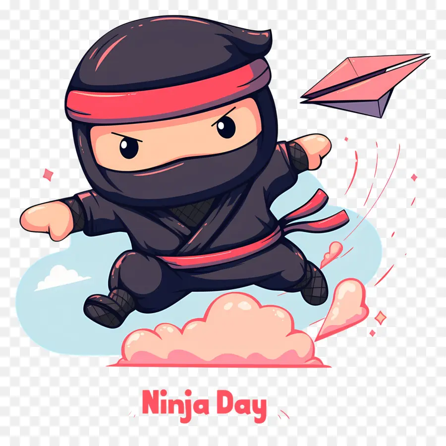 Journée Ninja，Ninja Avec Avion En Papier PNG