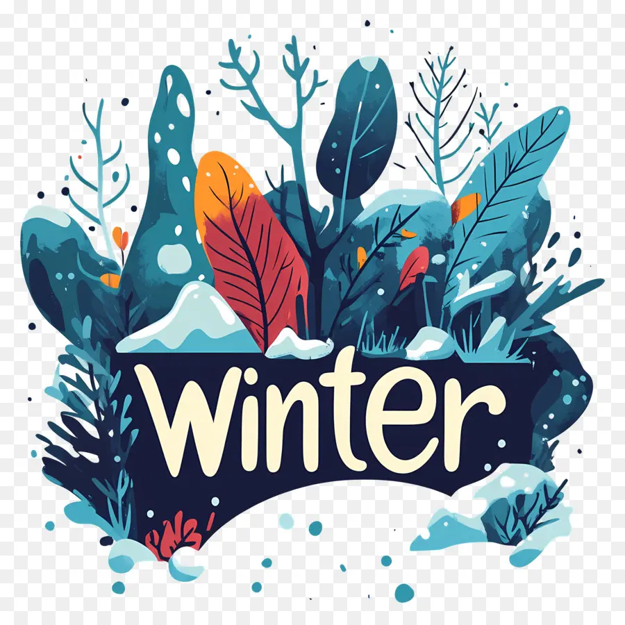 Texte Hiver，Feuillage D'hiver PNG