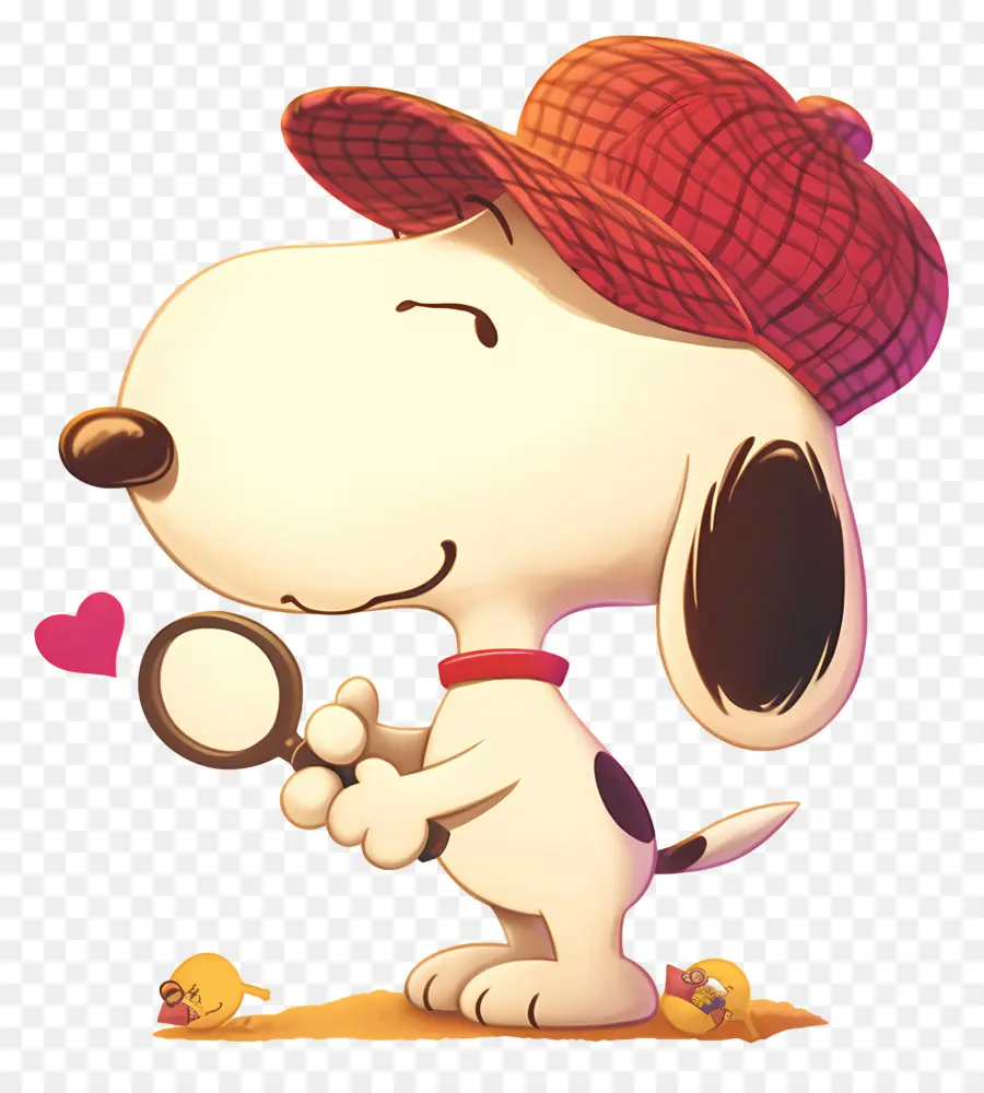 J'adore Snoopy，Chien Avec Loupe Et Coeurs PNG