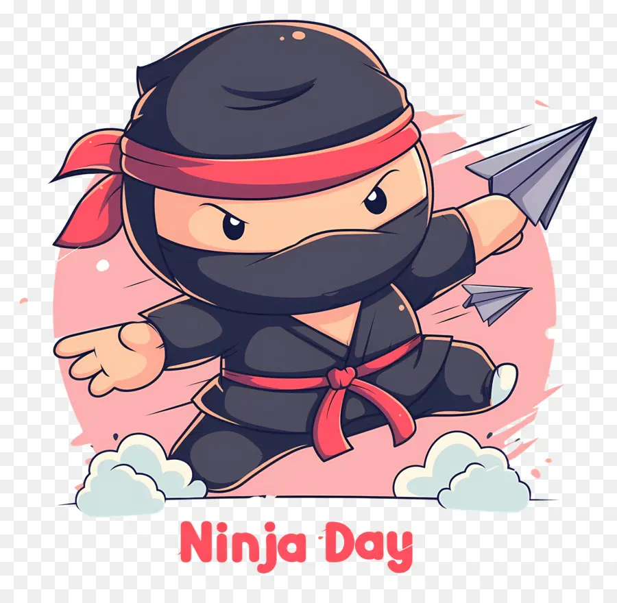 Journée Ninja，Ninja Avec Avion En Papier PNG