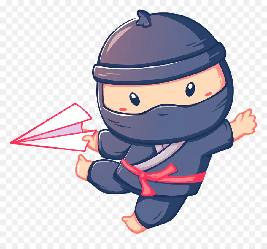 Journée Ninja，Ninja Mignon Avec Avion En Papier PNG