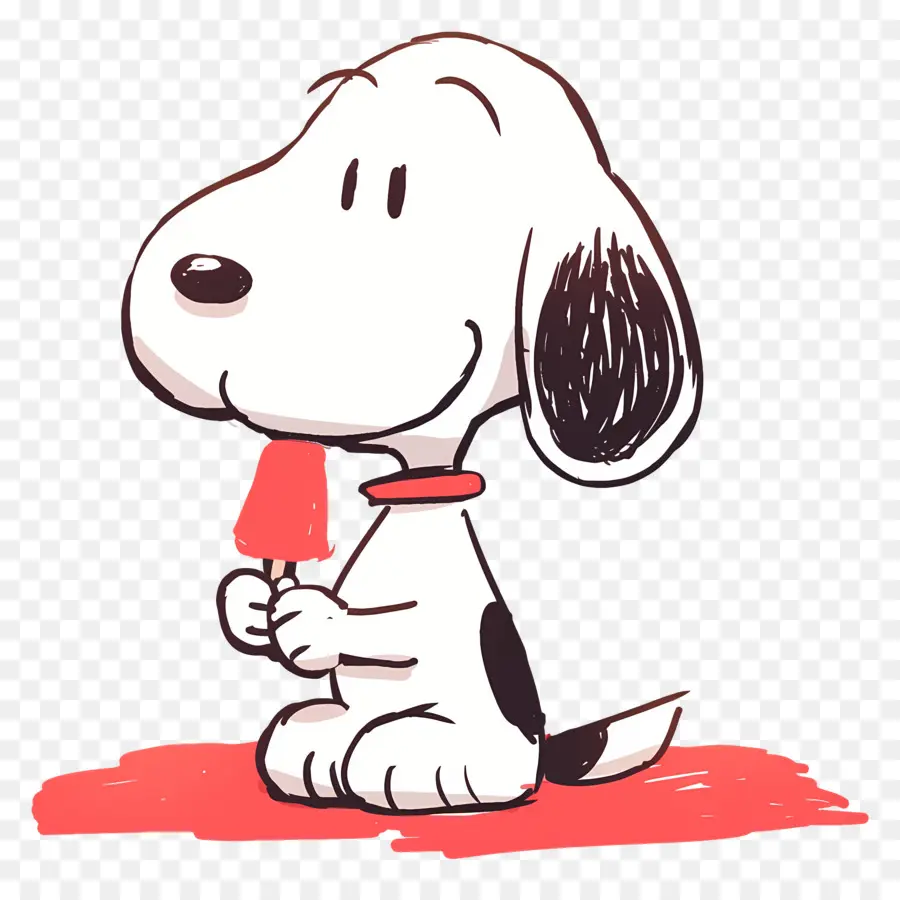 Snoopy Mange De La Glace，Chien De Dessin Animé Avec De La Glace PNG