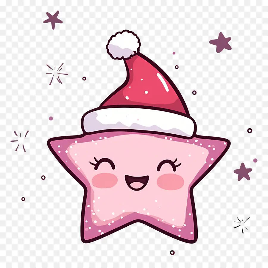 Étoile Animée，Étoile Avec Bonnet De Noel PNG