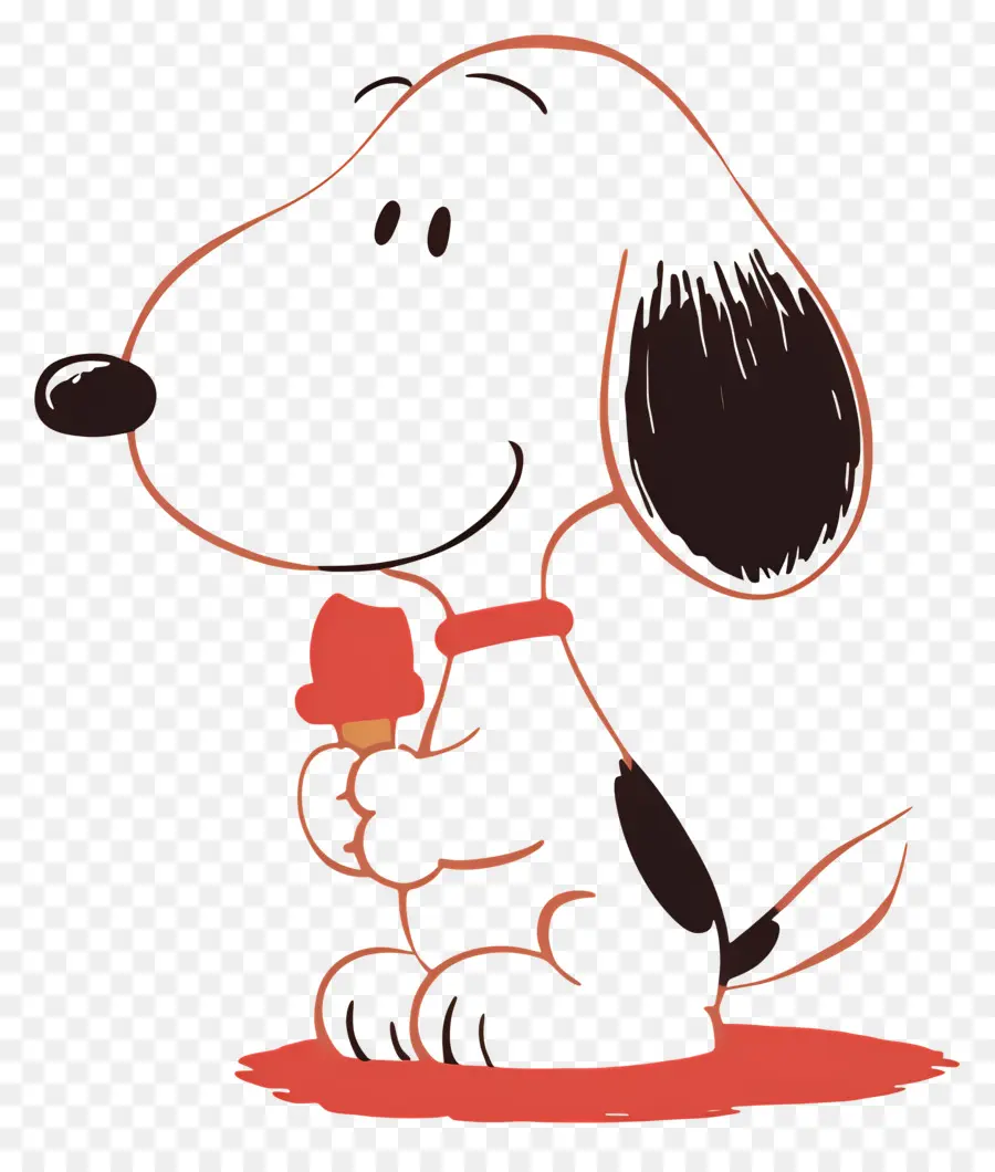 Snoopy Mange De La Glace，Chien De Dessin Animé Avec Popsicle PNG