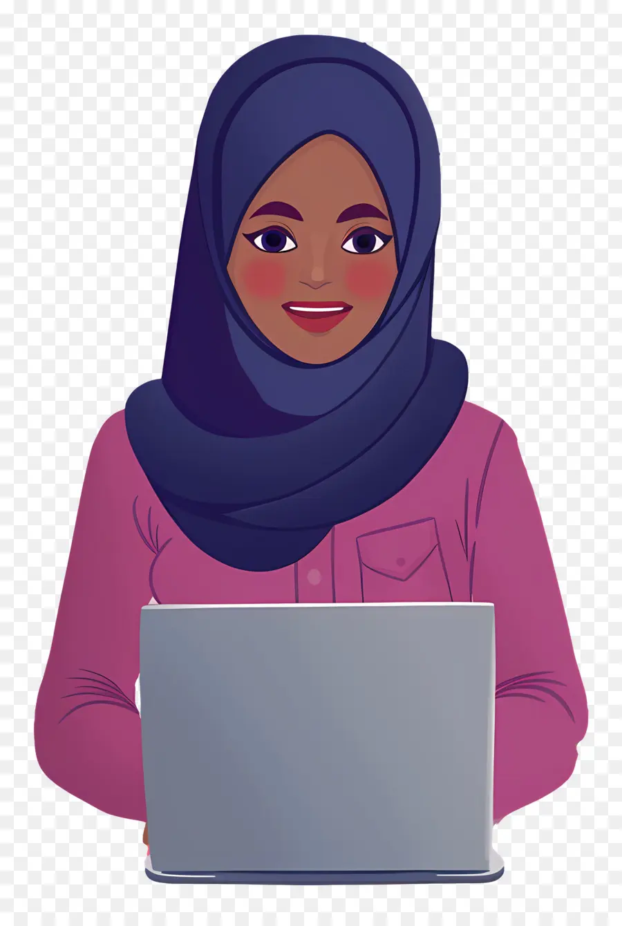 Femme Musulmane，Femme Avec Ordinateur Portable PNG