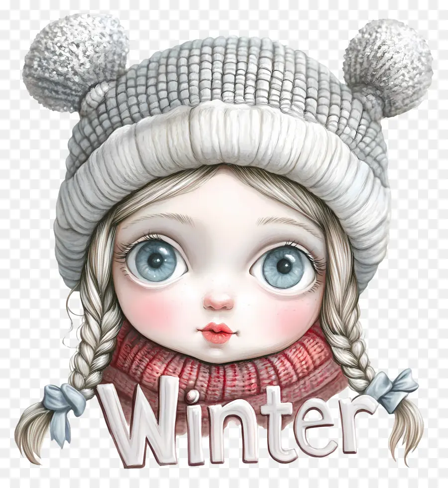 Mot D'hiver，Fille D'hiver Avec Un Chapeau PNG