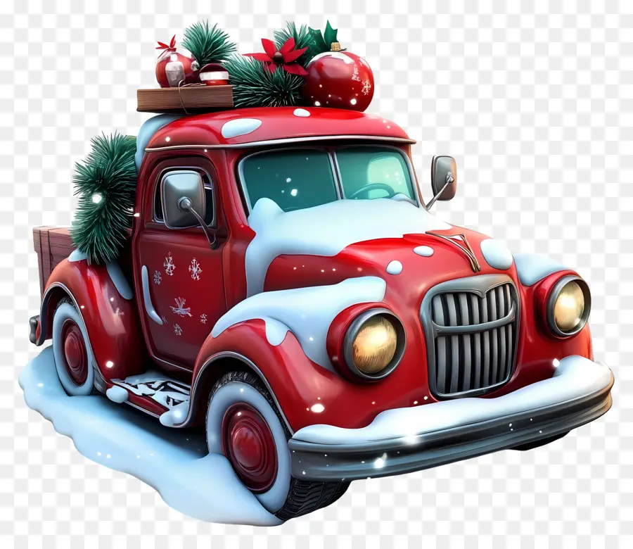 Voiture De Noël，Camion De Noël Rouge PNG