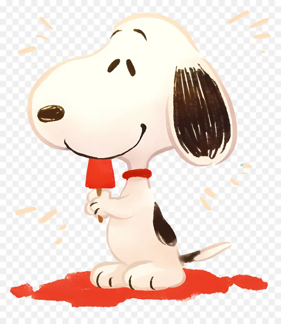 Snoopy Mange De La Glace，Chien De Dessin Animé Avec Popsicle PNG