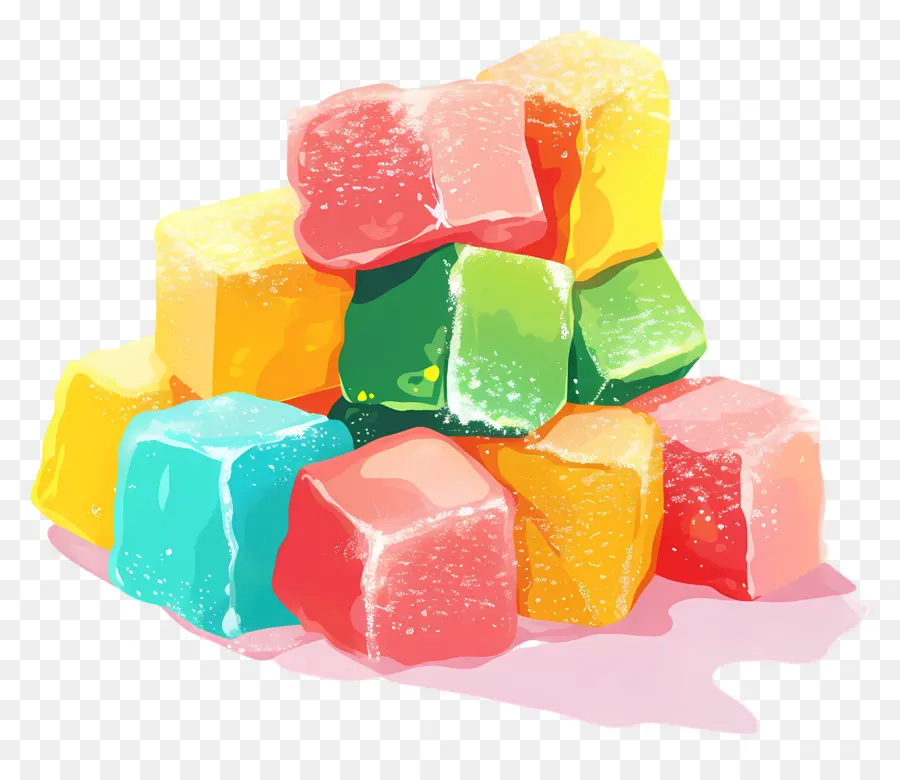 Délice Turc，Cubes De Gelée Colorés PNG