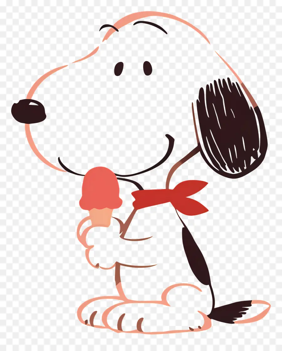 Snoopy Mange De La Glace，Chien De Dessin Animé Avec De La Glace PNG