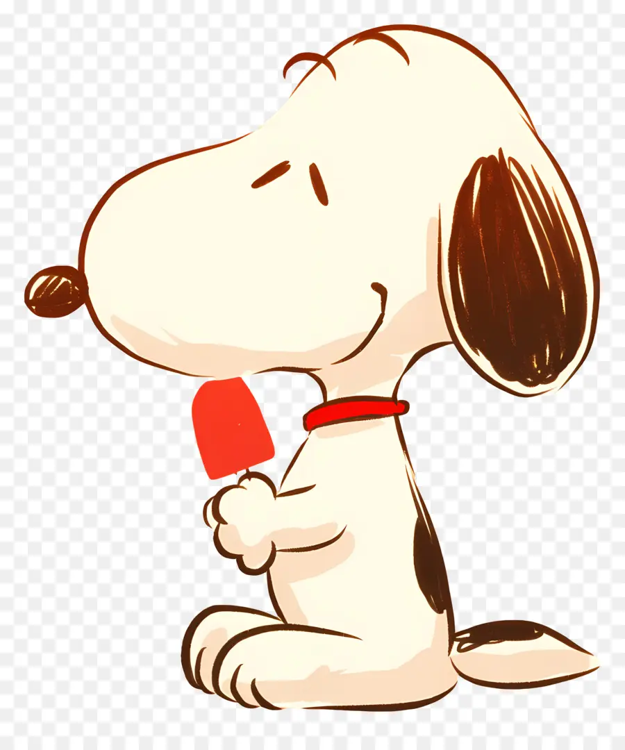 Snoopy Mange De La Glace，Chien De Dessin Animé Avec Popsicle PNG