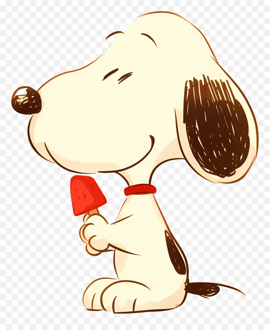 Snoopy Mange De La Glace，Chien De Dessin Animé Avec Popsicle PNG