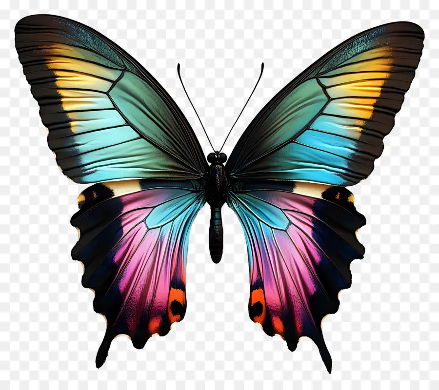 Papillon Arc En Ciel，Papillon Coloré PNG