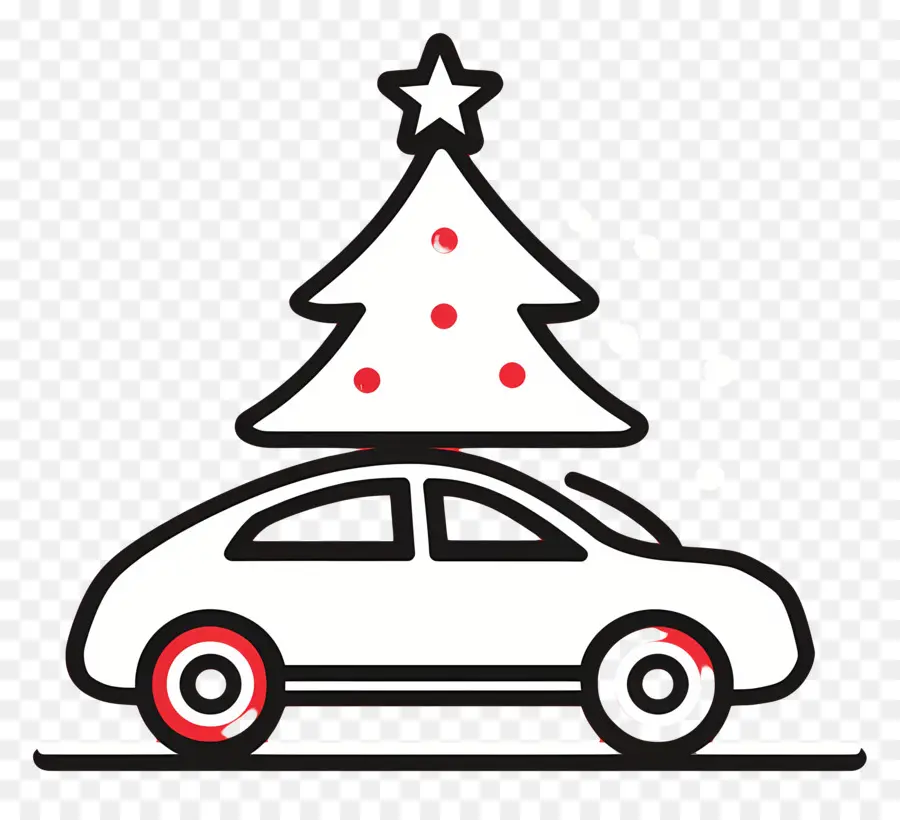 Voiture De Noël，Voiture Avec Arbre De Noël PNG