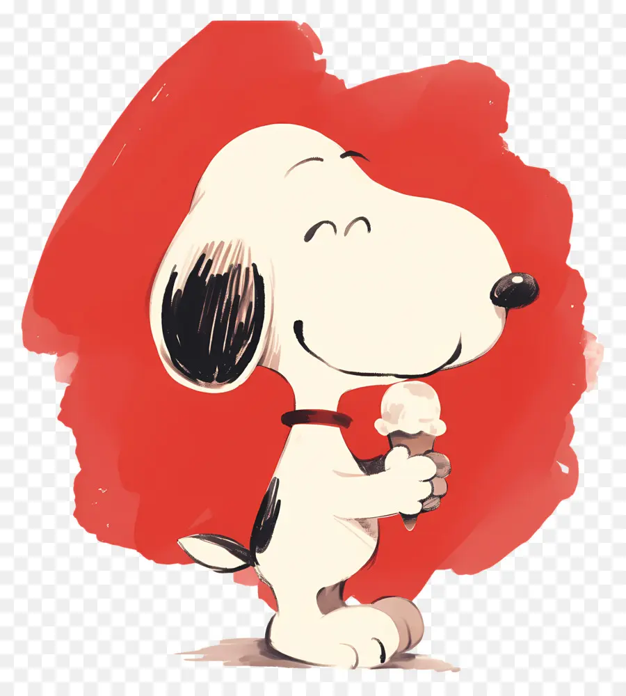 Snoopy Mange De La Glace，Chien De Dessin Animé Avec De La Glace PNG