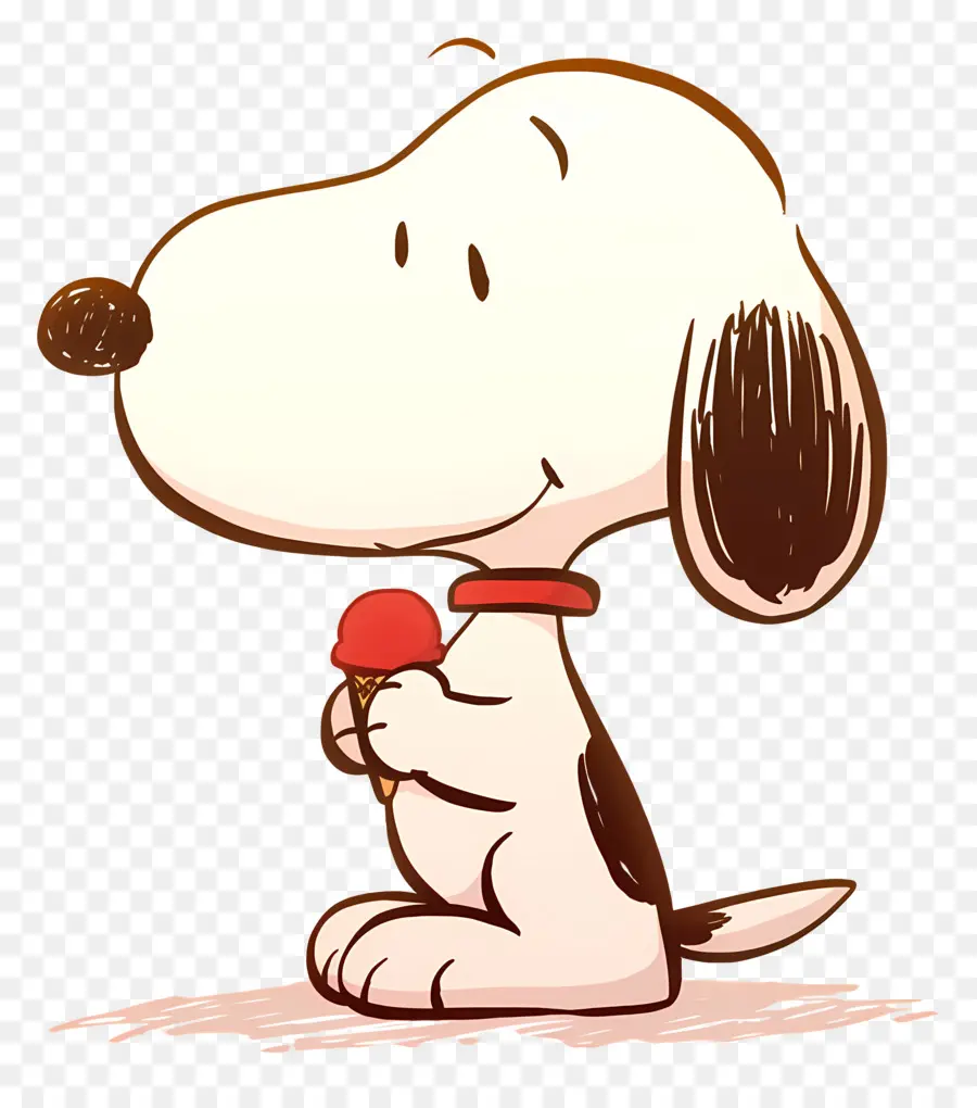 Snoopy Mange De La Glace，Chien De Dessin Animé Avec Popsicle PNG