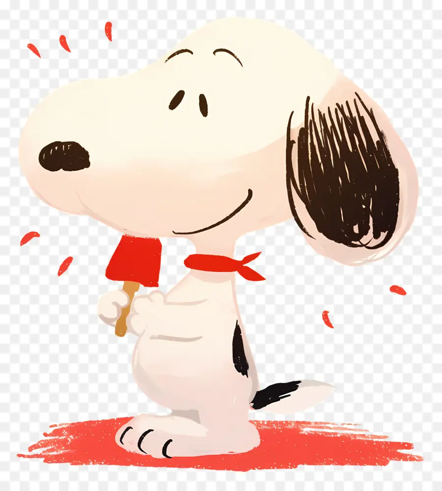 Snoopy Mange De La Glace，Chien De Dessin Animé Avec De La Glace PNG