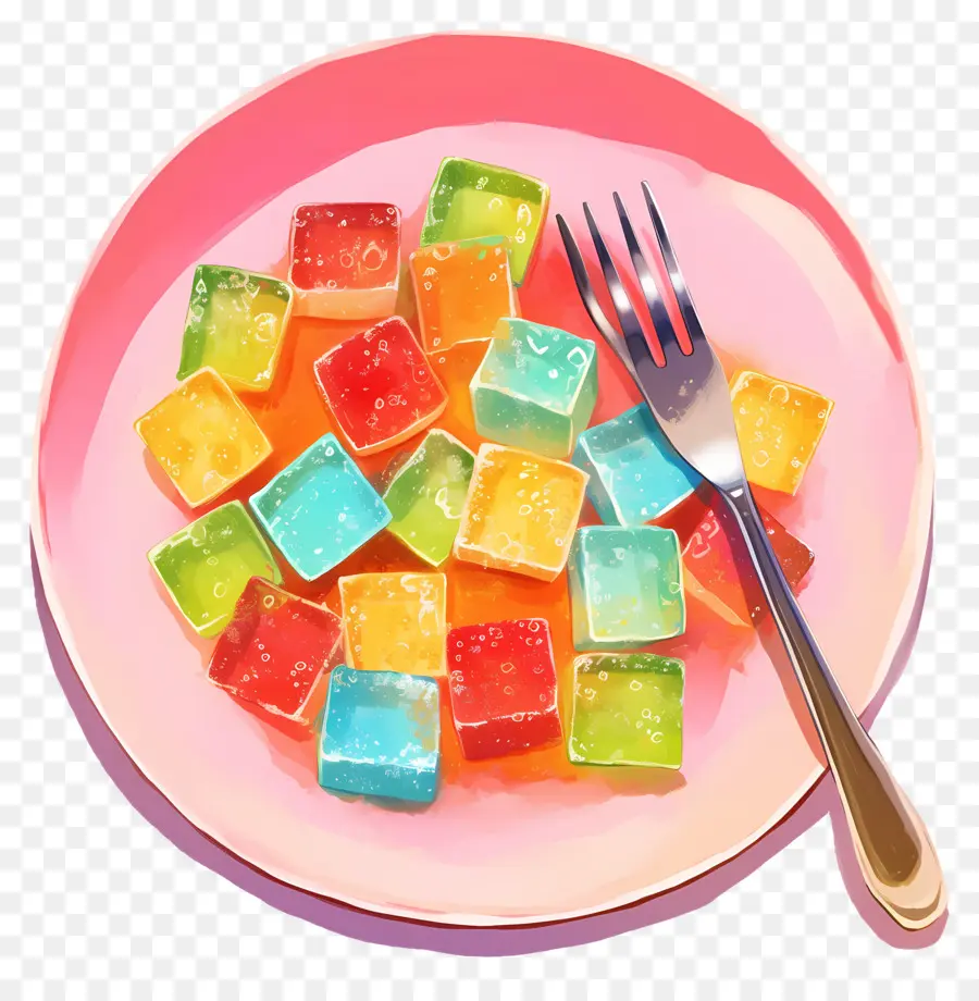 Délice Turc，Cubes De Bonbons Sur Assiette PNG