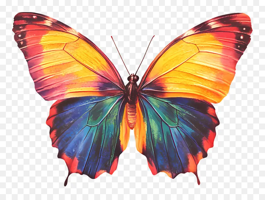 Papillon Arc En Ciel，Papillon Coloré PNG