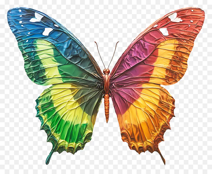 Papillon Arc En Ciel，Papillon Coloré PNG