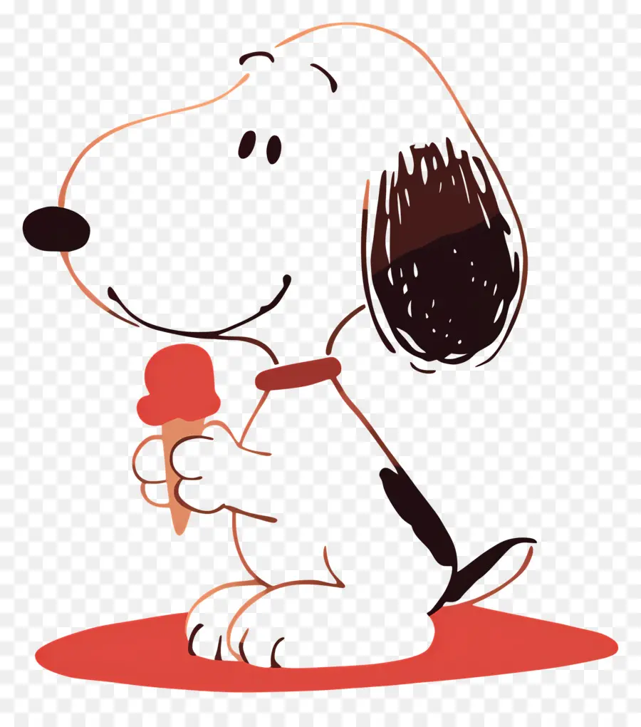 Snoopy Mange De La Glace，Chien De Dessin Animé Avec De La Glace PNG