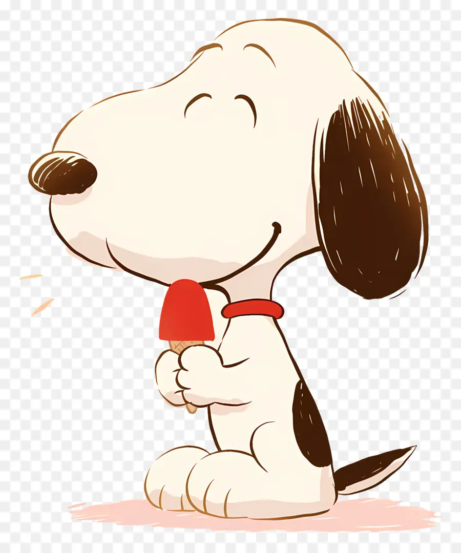 Snoopy Mange De La Glace，Chien De Dessin Animé Avec Popsicle PNG