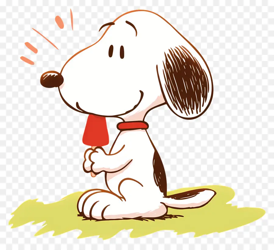 Snoopy Mange De La Glace，Chien De Dessin Animé Avec Popsicle PNG