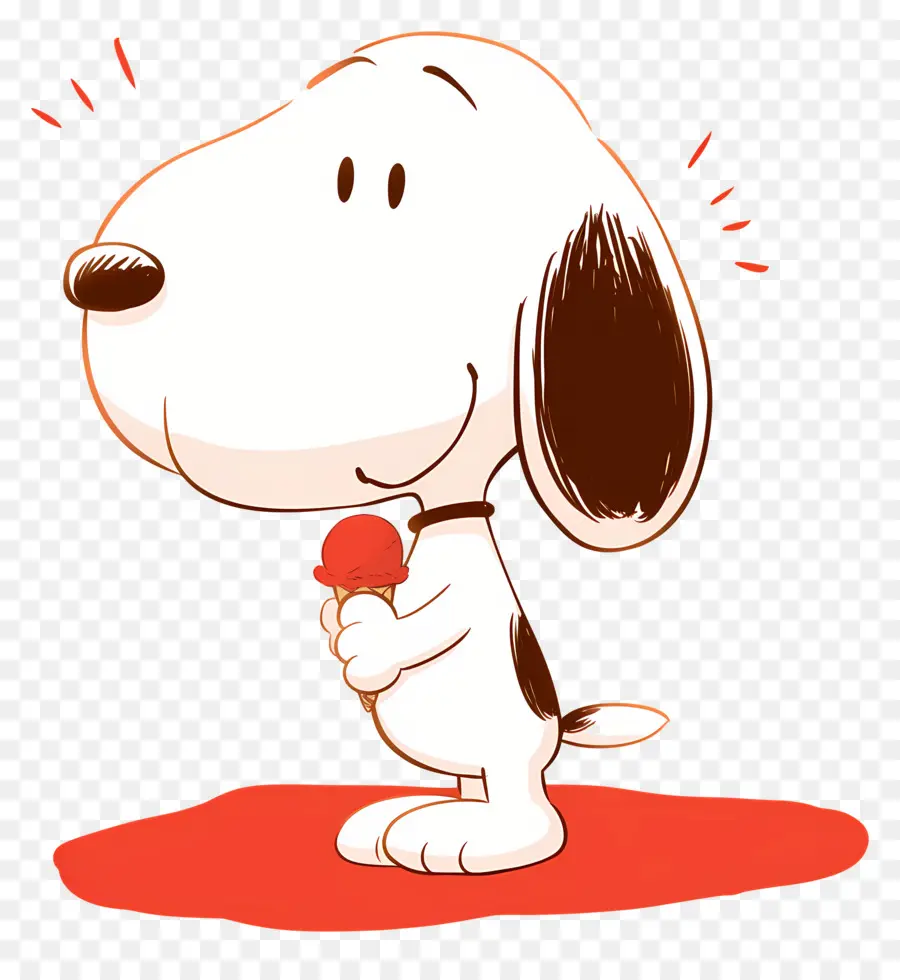 Snoopy Mange De La Glace，Chien De Dessin Animé Avec Popsicle PNG