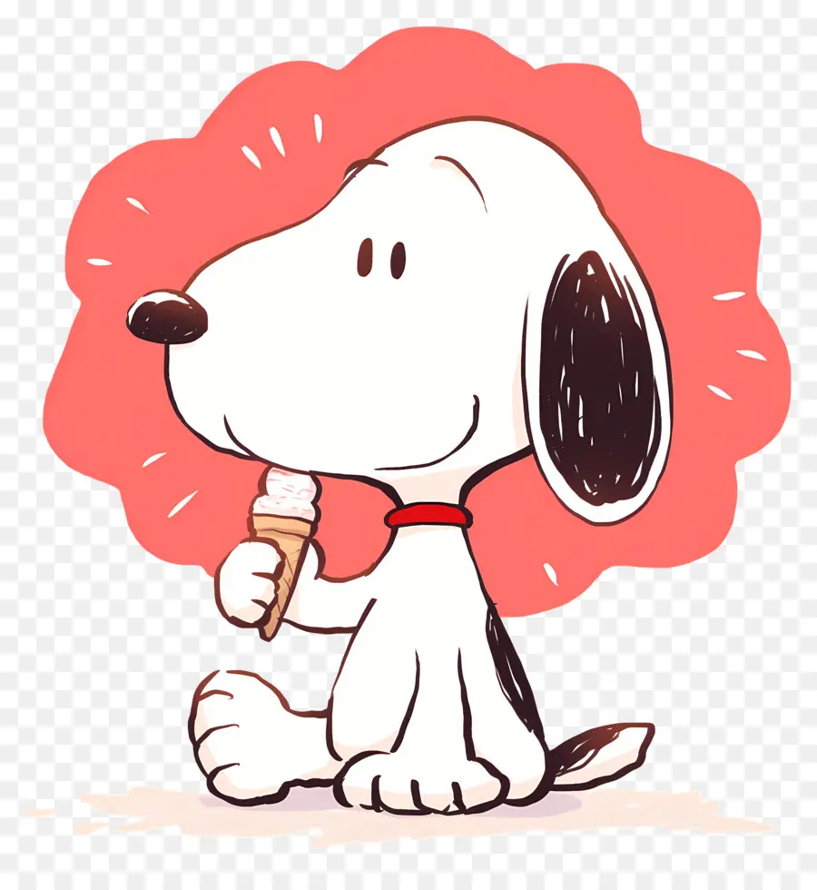 Snoopy Mange De La Glace，Chien De Dessin Animé Avec De La Glace PNG