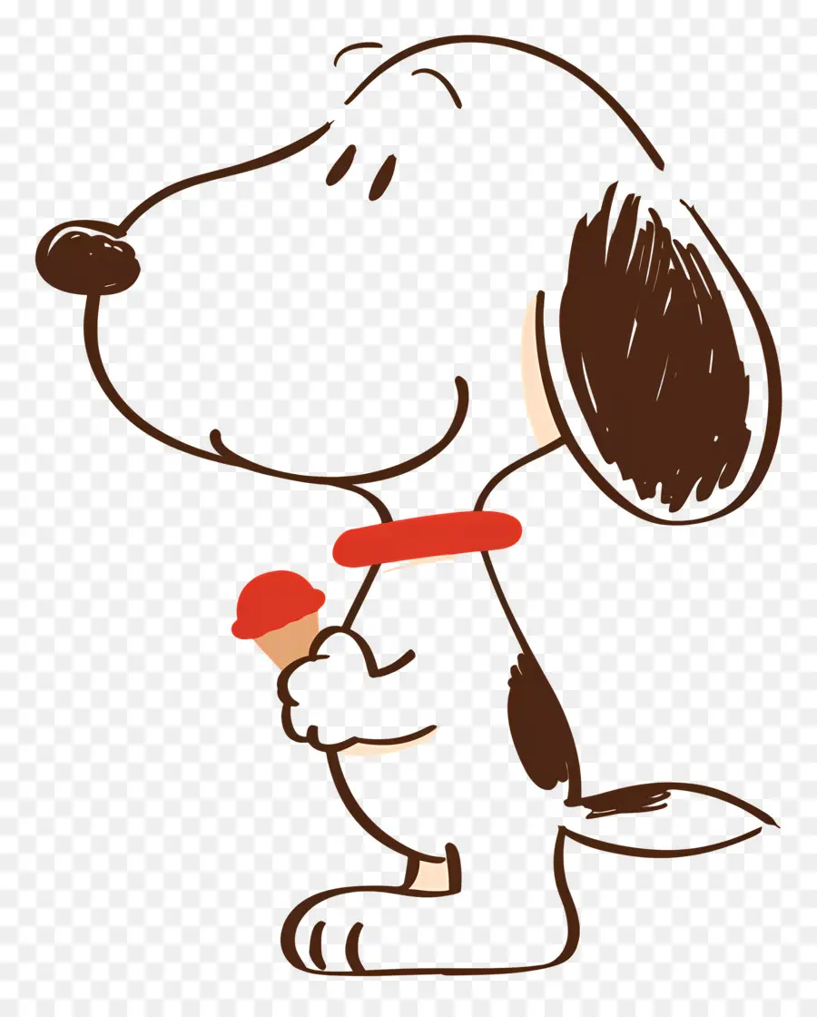 Snoopy Mange De La Glace，Chien De Dessin Animé Avec De La Glace PNG