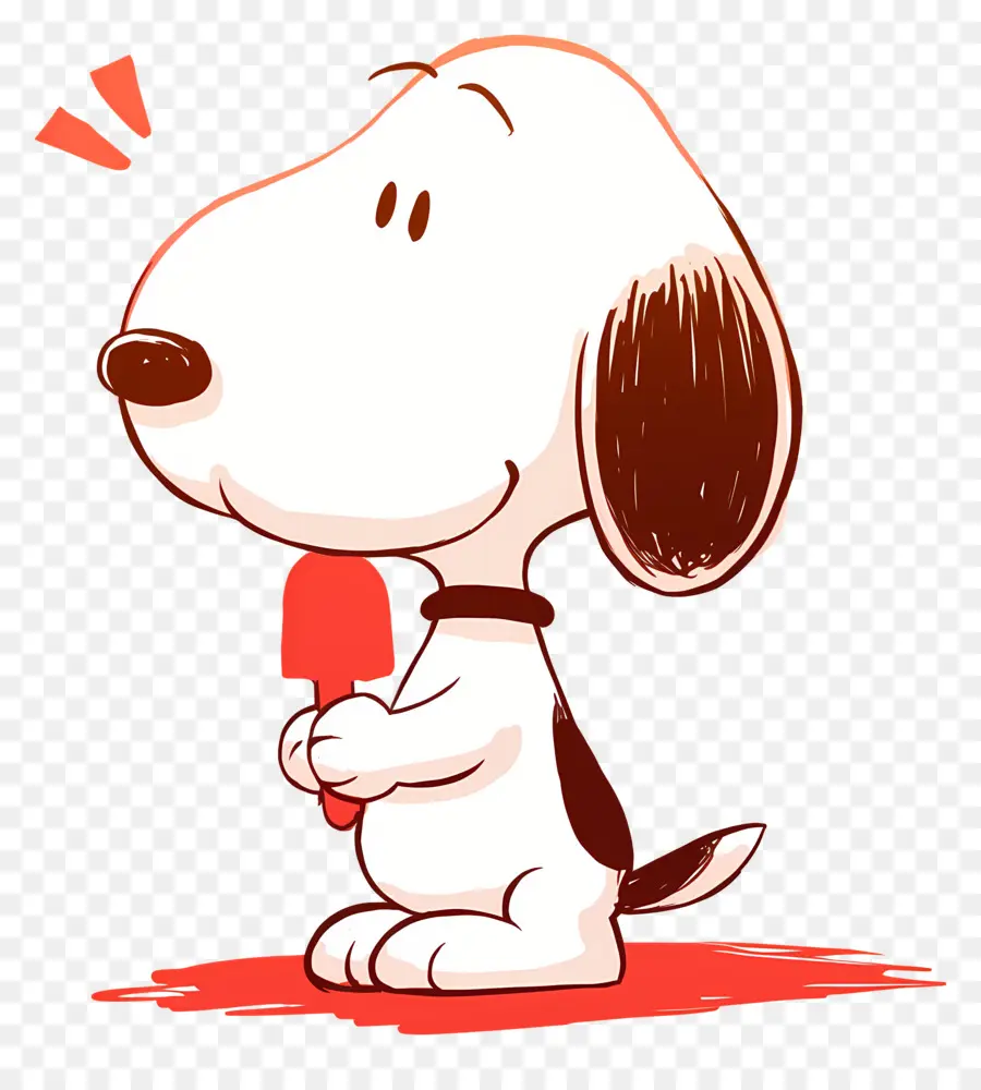 Snoopy Mange De La Glace，Chien De Dessin Animé Avec De La Glace PNG