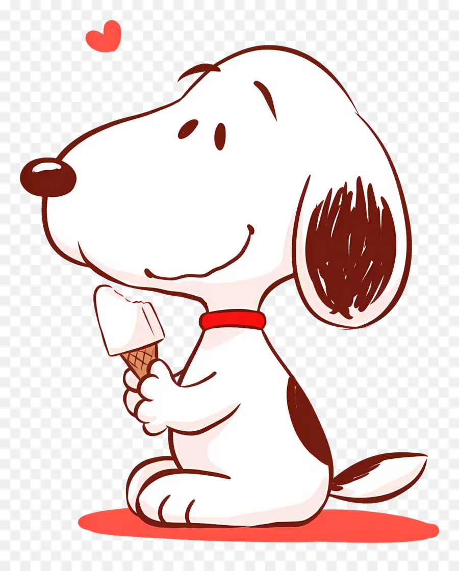 Snoopy Mange De La Glace，Chien De Dessin Animé Avec De La Glace PNG