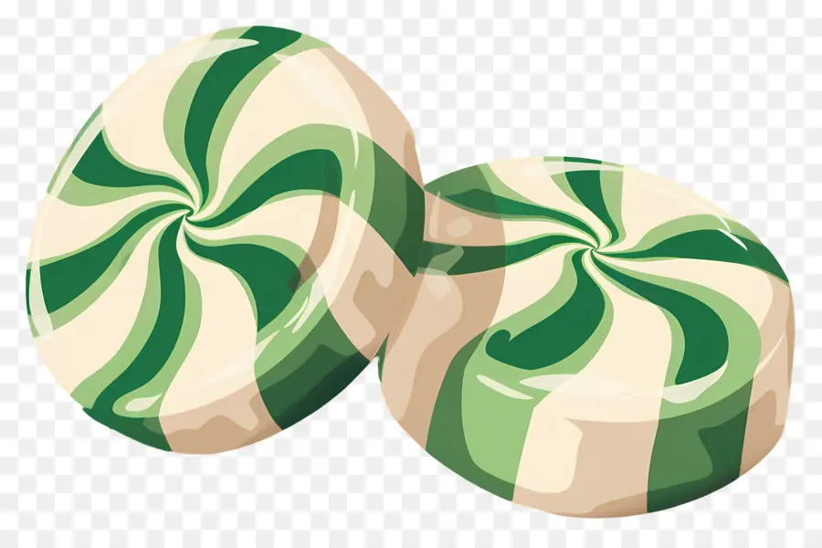 Bonbons à La Menthe Poivrée，Bonbons Tourbillonnants Verts PNG