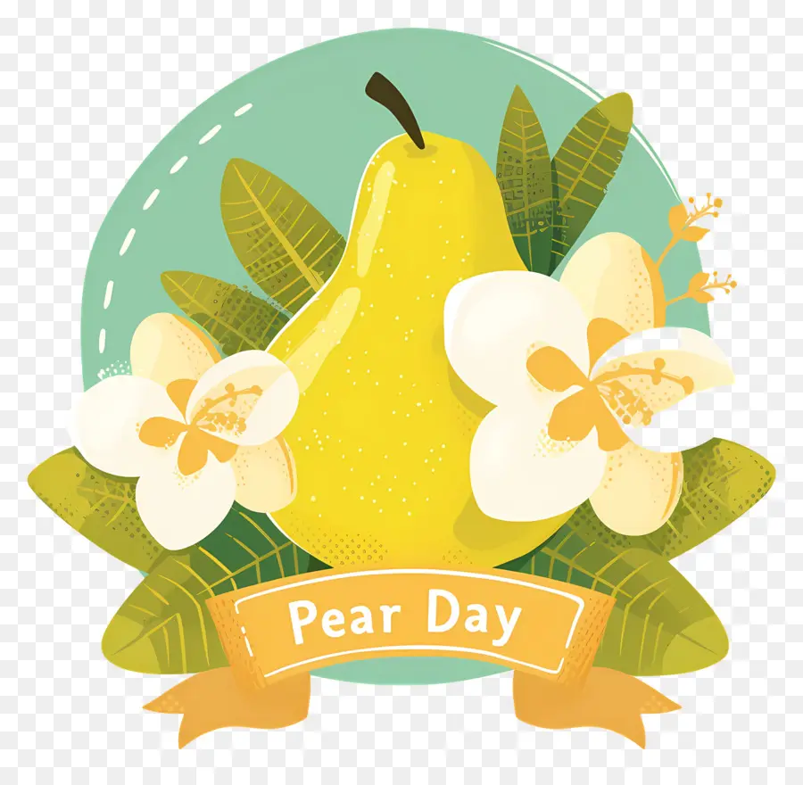 Journée Mondiale De La Poire，Poire Avec Des Fleurs PNG