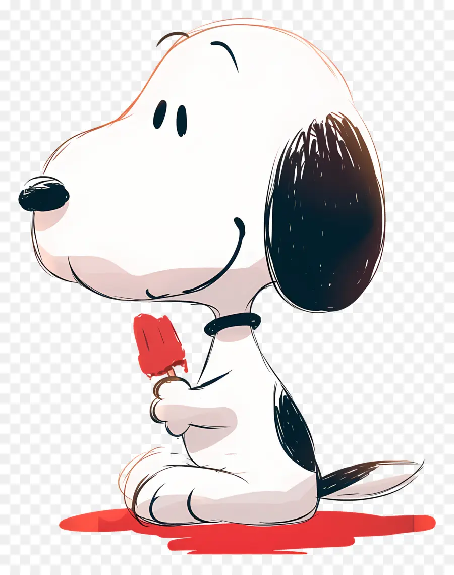 Snoopy Mange De La Glace，Chien De Dessin Animé Avec Popsicle PNG