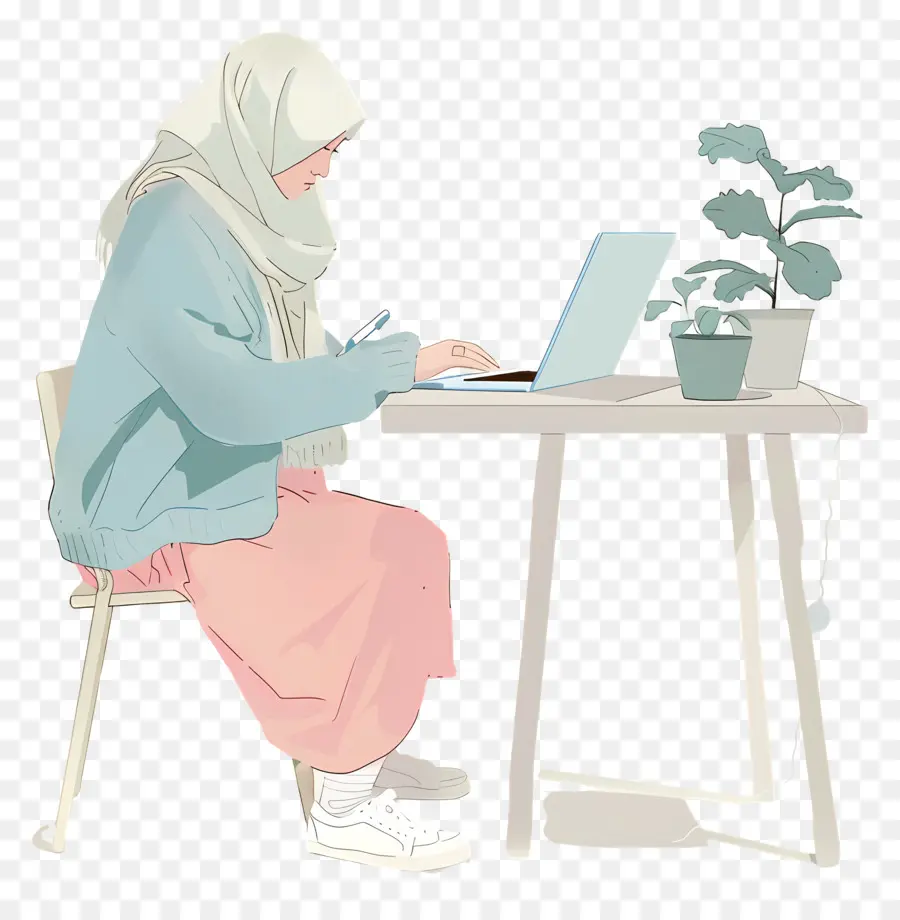 Femme Musulmane，Femme Au Bureau PNG