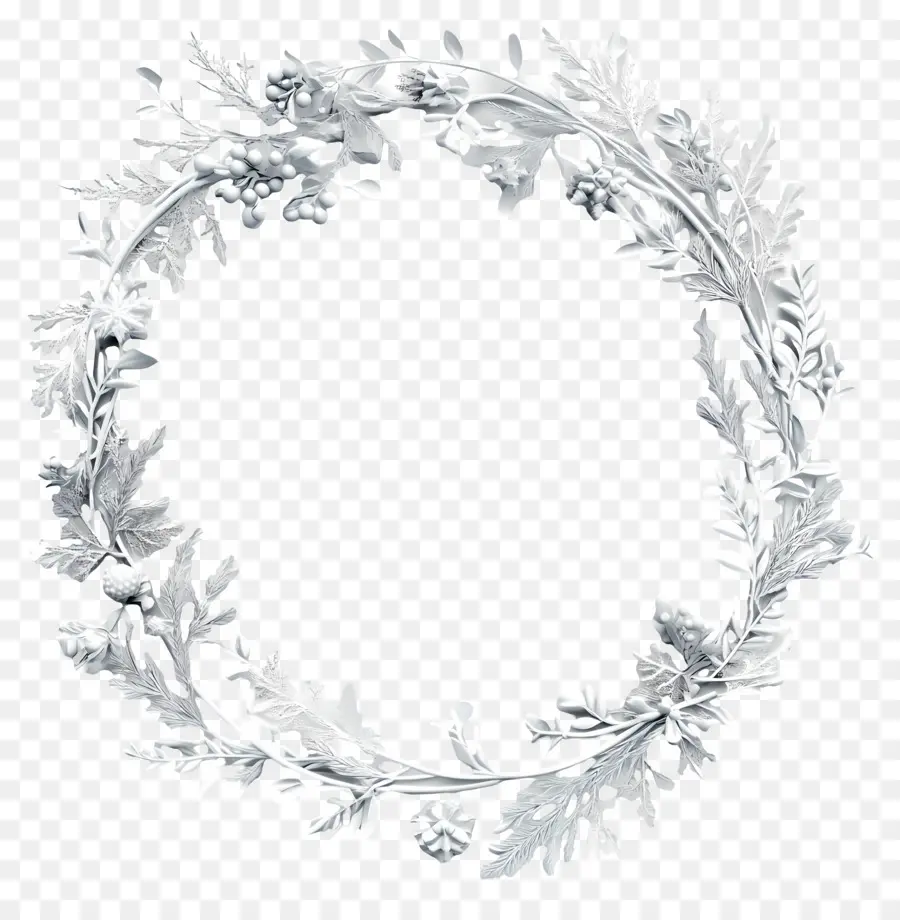 Cadre D'hiver，Couronne Florale Bleue PNG