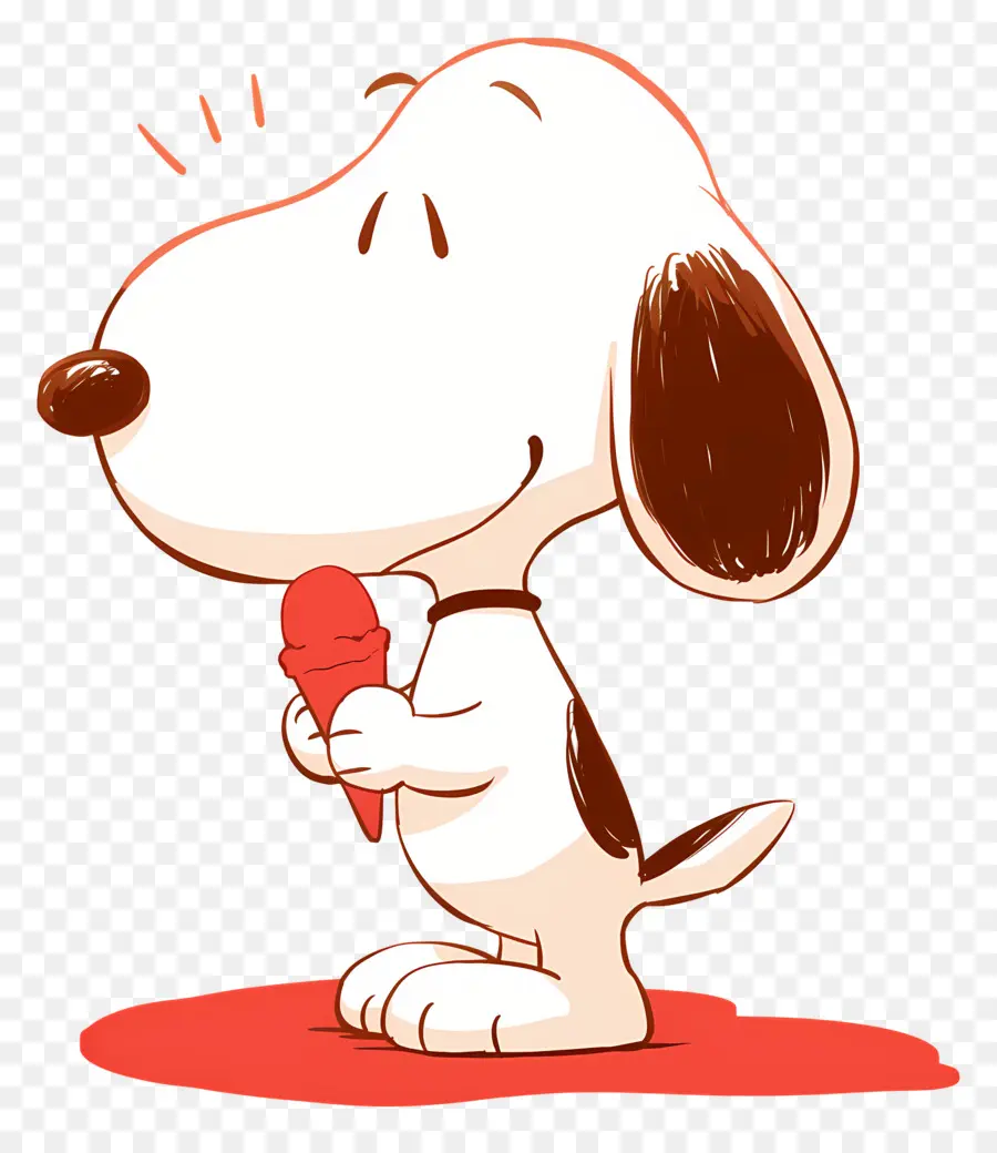 Snoopy Mange De La Glace，Chien De Dessin Animé Avec De La Glace PNG