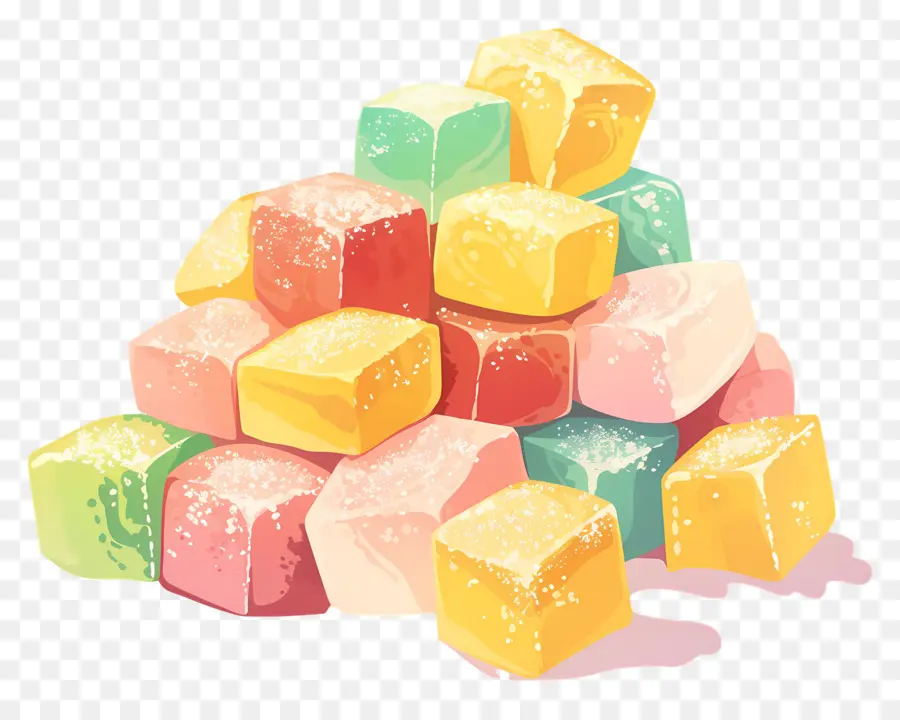 Délice Turc，Cubes De Gelée Colorés PNG