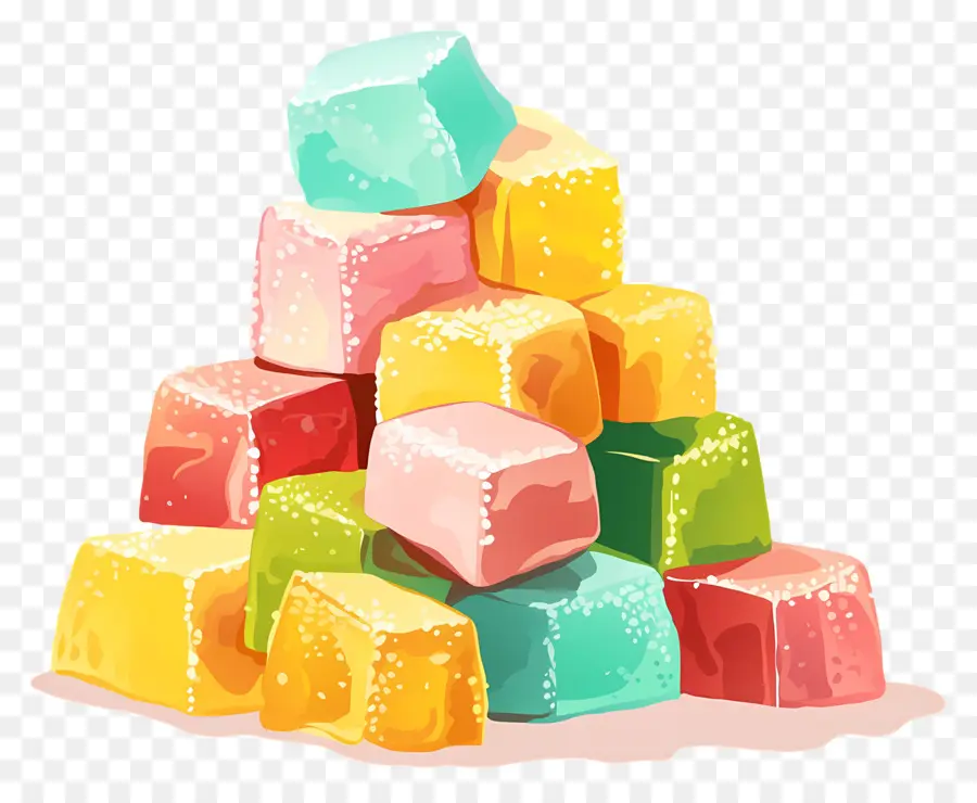 Délice Turc，Cubes De Gelée Colorés PNG