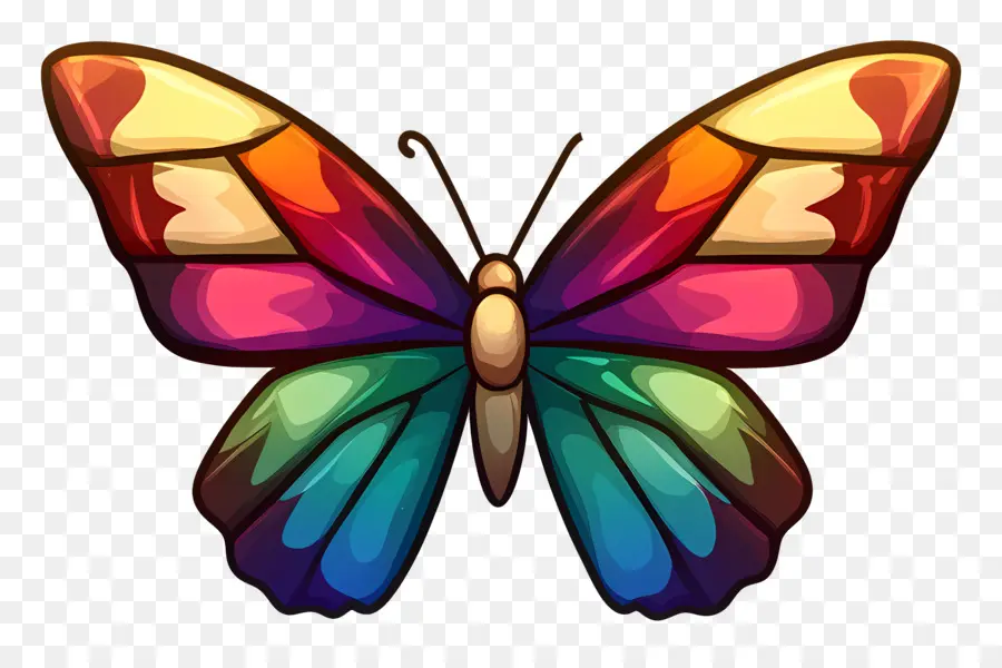 Papillon Arc En Ciel，Papillon Coloré PNG